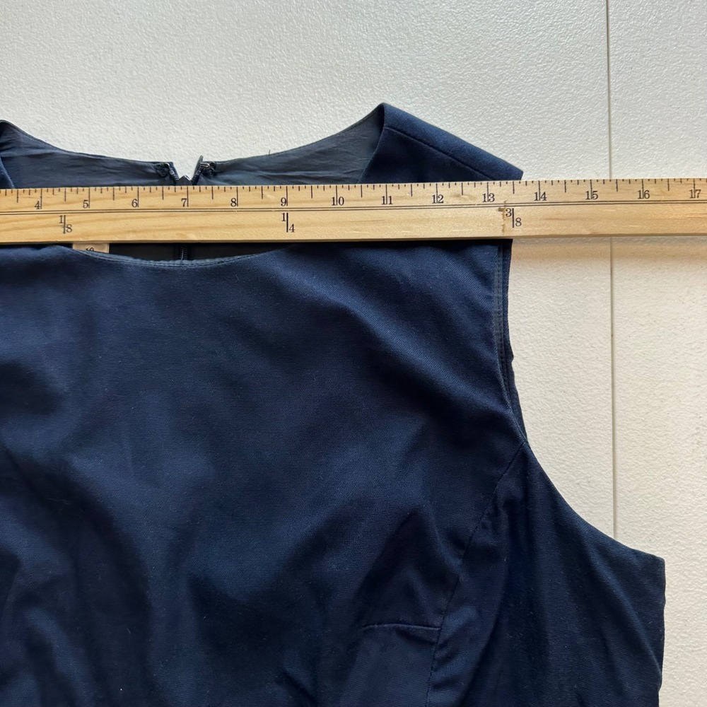 Talbots Petites Womens 10P Navy Cotton Stretch Button Waist Dress - Picture 11 of 15